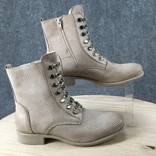 Prima Donna Collection Boots Womens 40 Ankle Booties Beige Leather Zip Cuban