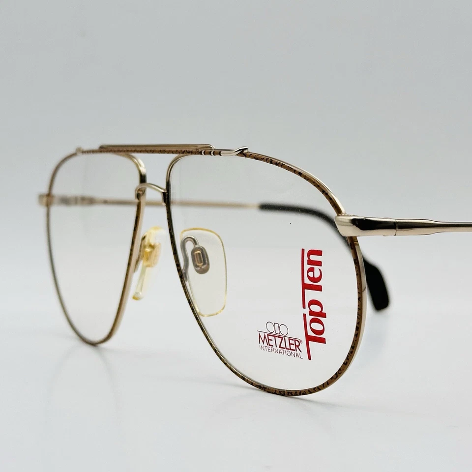 Gafas Metzler Hombre Mujer Ovaladas Piloto Dorado Marrón De Colección Años 80 Mod. 0895 NUEVO Foto 4 de 4