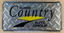 Kunes Country Auto Group Vintage Booster License Plate Delavan Wisconsin Ford 