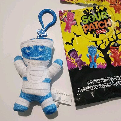 NEW SOUR PATCH KIDS HALLOWEEN RARE MUMMY STUFFED PLUSH CLIP HANGER FIGURE