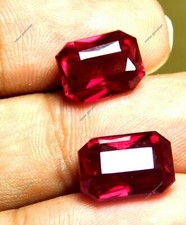 16.50 Ct Natural Bloody Red Ruby Emerald Cut Certified Loose Gemstone Pair