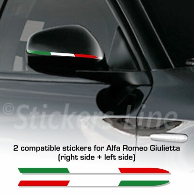 2 Aufkleber Flagge Italien für Spiegel Alfa Romeo Julia Dreifarbig Italienisch