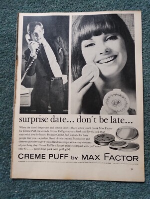 Sk20 Ephemera 1965 Werbung Creme Puff von Max Factor 