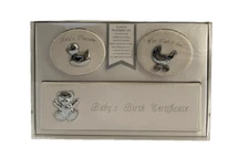 Baby Boy Keepsake 4 Piece Keepsake Box Set with Birth Certificate Storage Box