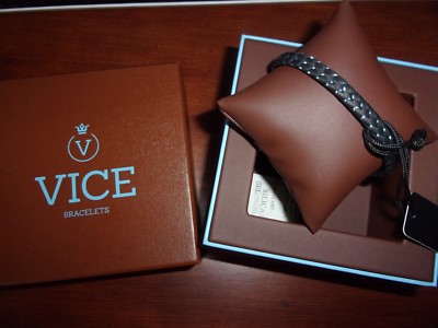 VICE DEEP ROPE BRACELET BLK/SILVER MSRP $120 W/BOX