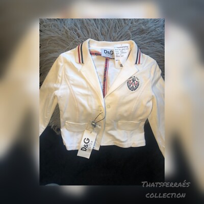 D&G Junior Mädchen weißer detaillierter Blazer - 8 Jahre alt GEBRAUCHT