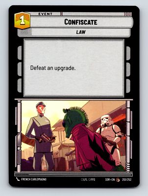 Confiscate Law Defeat An Upgrade Event Card Aggression One Cost Ability