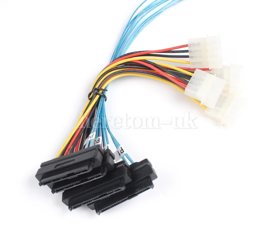 Mini SAS 36 Pin SFF-8087 to 4x SAS/SFF-8482 with 1 Power HDD Cable 3FT 1M - Image 4 of 4