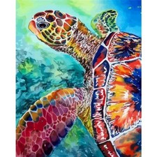Paint By Numbers Adults kids Sea Turtle Swim DIY Painting Kit 40x50CM Canvas