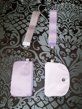 Set Of 2 Pouch Wristlet Keychain Wallet For Women Mini Zip Purple