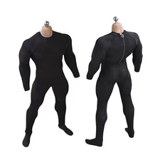 1/6 Black tight stretch bodysuit leotard for 12" Muscular body Phicen M35 nEW