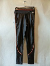 KEHLU BRASIL WOMENS CHIC BLACK LEGGING W/ BROWN TRIM LENATEX DESIGN SZ M