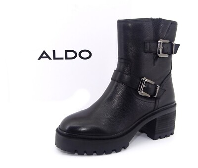 ALDO PALOMINA Cowboy-Bikerstiefelette Stiefel Boots Schuhe Leder Schwarz Gr. 39