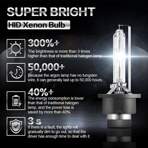 For Infiniti QX60 2014-2017 - 6000K Xenon HID Headlight Bulbs Hi/Low Beam Qty 2 - Picture 4 of 8
