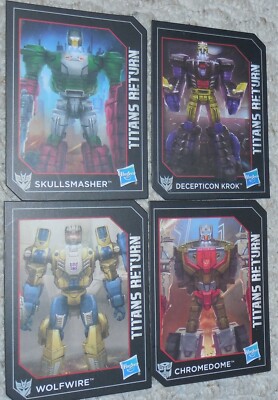 Transformers Titans Return 4 Card Lot Generations WOLFWIRE KROK CHROMEDOME