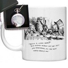 Alice In Wonderland Quote Have I Gone Gift Set Mug  Engraved Pocket Watch