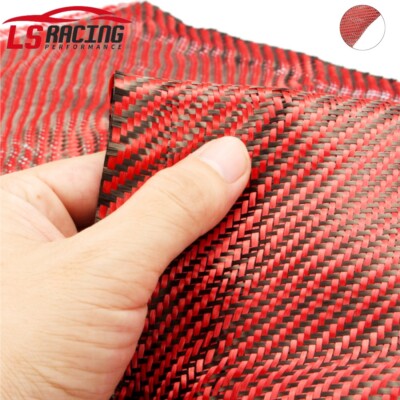 12'' x 5FT Twill Weave Carbon Fiber Fabric Cloth Resin Kit Black Red
