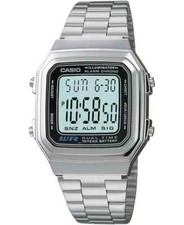 Casio A178WA-1ACF Vintage Unisex Stainless Steel Digital Watch WR Alarm Chrono