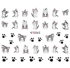 2Pcs Nail Art 3D Decal Stickers Cat Kitten Paw Print Star E562/563 NS26