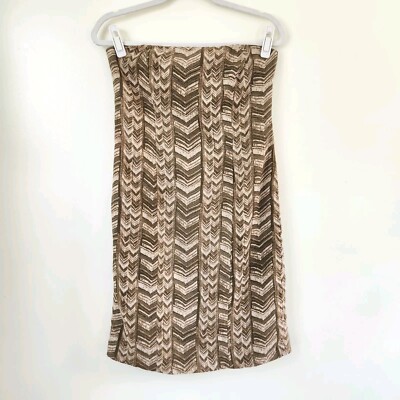 Michael Michael Kors Dress Women 8 Brown Chevron Linen Sleeveless Back Zip Lined