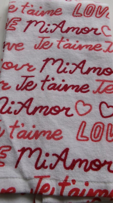 FULL UNCUT  VALENTINE WORDS SPANISH FRENCH Print Cotton Kitchen Towel