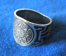Aztec Calendar Sterling Silver Ring .925 From Taxco NEW