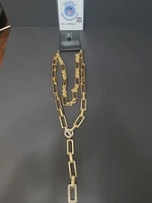 I.N.C. International Concepts Pavé Link Layered Lariat Necklace, 18" + 3" exten