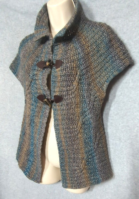 Linea Maglia Knit Cardigan Sweater Vest M Horn Toggles Italy Chunky Easy Chic