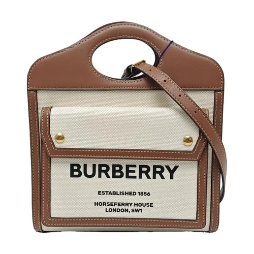 BURBERRY Pocket Handbags Cloth White Free Shipping | Duties Paid