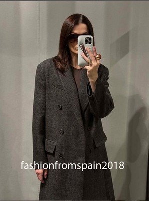 ZARA　ウールガウン ZARA NEW WOMAN WOOL BLEND COAT WITH VENTS ZW BROWN MARL XS-S,M-L