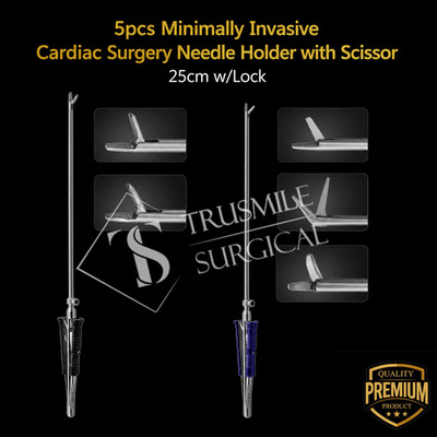 5pcs Minimally Invasive Cardiac Surgery Needle Holder with Scissor 25cm w/L