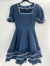 Vintage Partners Please Malco Modes 70 s Square Dance Dress Size 12 Navy White