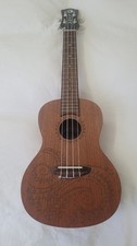 Luna UKE TTN MAH EL Acoustic Electric Tenor Tattoo Mahogany Ukulele with Gig Bag