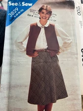See & Sew pattern 3829 - misses vest & skirt - sizeA (8-10-12) - uncut