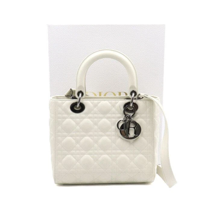 Sac fourre tout Dior White Lady Lamb Medium Kanaj avec bandoulière aa45834 120141940