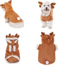 Reindeer Dog Costume Christmas Elk Deer Pet Winter Warm Coat Hoodie