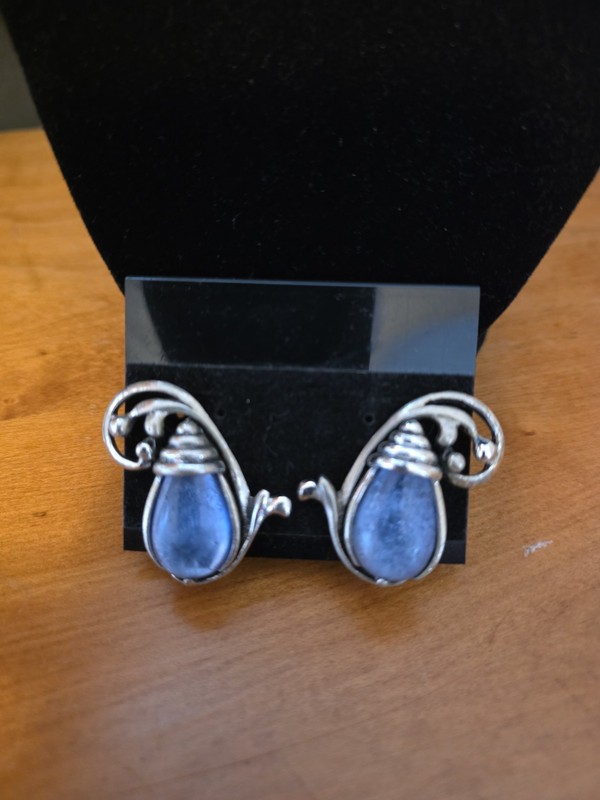 Vintage SELRO SELINI  Earrings Blue Moon Stone/Cabachon Clip On MCM