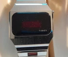 Vintage Men's Timex Digital Watch (red) LED 5 function in original box "202"
