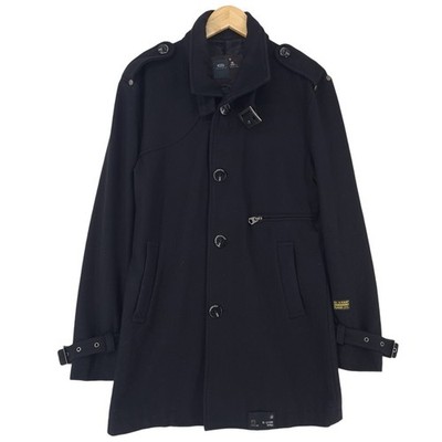 Vintage G-Star Mantel Damen Wolle Schwarz No5 Größe M