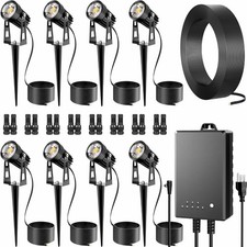 Low Voltage Landscape Spot Lights 8 Pack with 60W Transformer and 65FT Wire