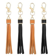 4PCS Leather Tassels for Handbags,Tassel Keychain Charms Leather Charms for
