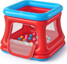 QPAU 3-in-1 Inflatable Bounce House Toddler BABY Ball Pit Trampoline BlueRed GAR