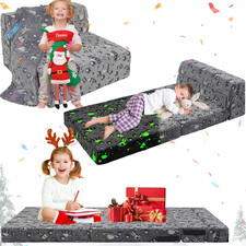 Glow in the Dark Kids Folding Sofa Bed with Blanket - Portable Futon Mattress