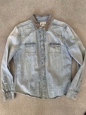 Allsaints Denim Snapshirt Corduroy Collar Men's