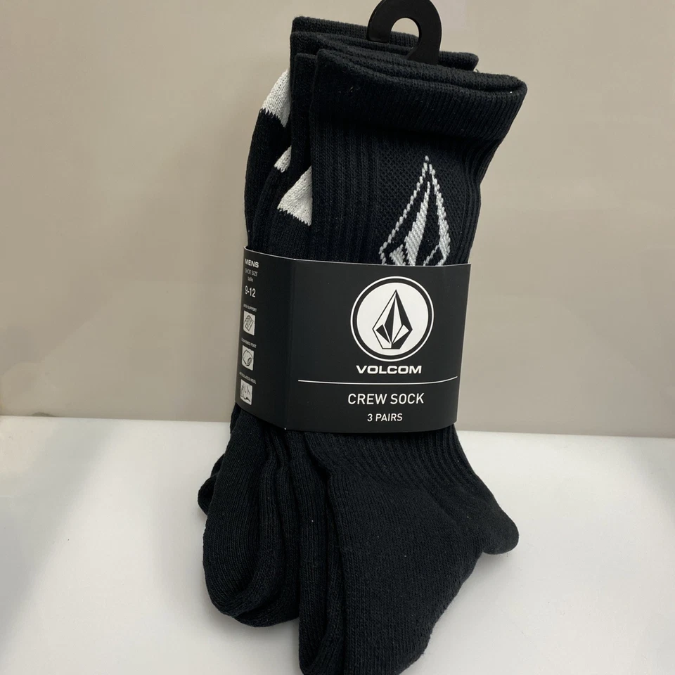 VOLCOM Full Stone Crew Sock 3 Pairs - Black - Image 4 of 4