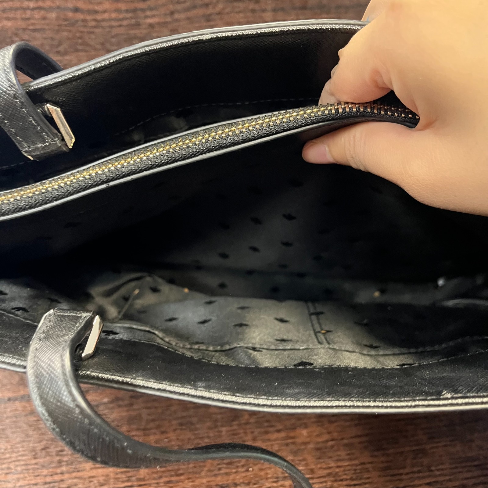 Kate Spade Women's Saffiano Leather Tote Bag Black Large Shoulder Purse Work thumbnail 9