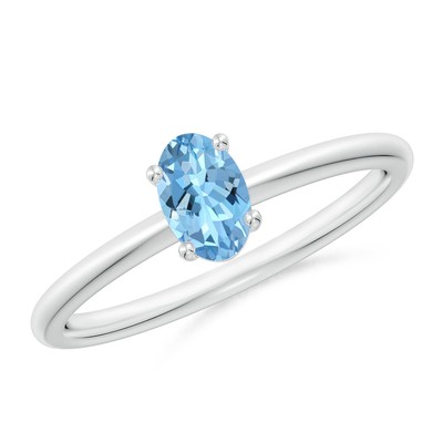 ANGARA natürlicher Solitär Aquamarin Versprechen Ring in Sterlingsilber (Größe-6x4mm)
