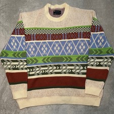 ASOS Design Grandpa Pullover Sweater Men Sz M Chunky Mixed Knit Oversized Retro