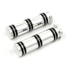 Heavy Duty CNC Billet 1" Handlebar Hand Grips for Sportster Dyna Softail Silver