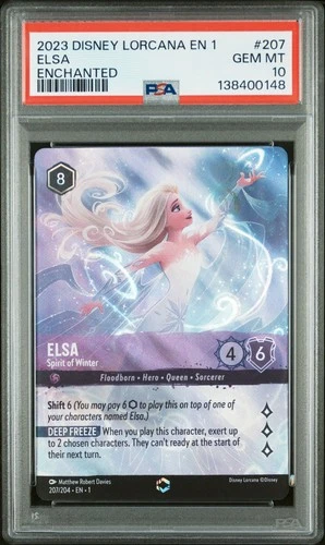 2023 DISNEY LORCANA EN 1-THE FIRST CHAPTER #207 ELSA - SPIRIT OF WINTER PSA 10